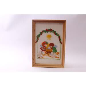 Jesus Christ Birth, Textile Art, Christmas, Wall Hanging, Framed ~ 250826-WH 534